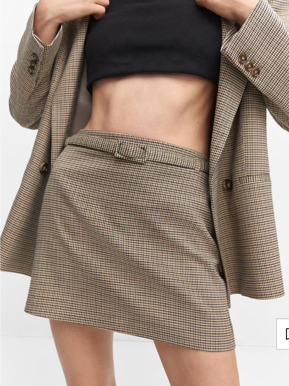 NWT HOUNDSTOOTH BELT MINISKIRT MANGO Large